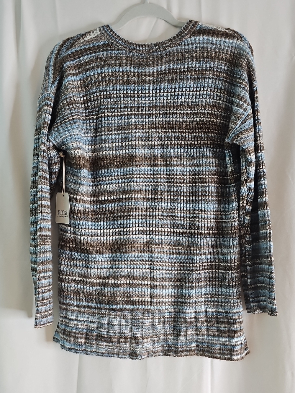 a.n.a V-Neck Striped Knit Sweater - Blue & Brown - Picture 4 of 9